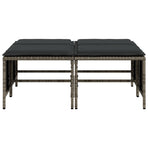 Garden Stools with Cushions 4 pcs Grey Poly Rattan