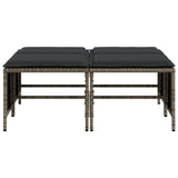 Garden Stools with Cushions 4 pcs Grey Poly Rattan - Top-Down View
