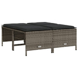 Garden Stools with Cushions 4 pcs Grey Poly Rattan