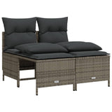 4 Piece Garden Sofa Set with Cushions Grey Poly Rattan - Front View