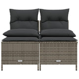4 Piece Garden Sofa Set with Cushions Grey Poly Rattan - Side View