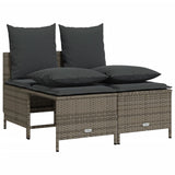 4 Piece Garden Sofa Set with Cushions Grey Poly Rattan - Front View