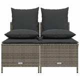 4 Piece Garden Sofa Set with Cushions Grey Poly Rattan - Side View