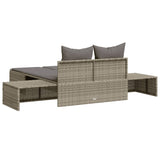 Double Sun Lounger with Cushions Grey Poly Rattan - Rear View