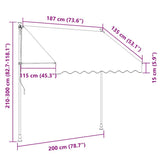 Retractable Awning Cream 200x115 cm Fabric and Steel