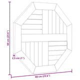 Table Top 60x60x2.5 cm Octagonal Solid Wood Teak