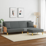 2-Seater Sofa Bed with Pillows and Footstool Dark Grey Velvet - Side View