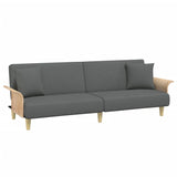 2-Seater Sofa Bed with Pillows and Footstool Dark Grey Velvet - Top-Down View