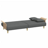 2-Seater Sofa Bed with Pillows and Footstool Dark Grey Velvet - 45-Degree Angle