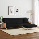 2-Seater Sofa Bed with Pillows and Footstool Black Velvet - Side View