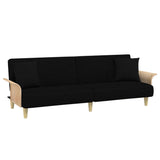 2-Seater Sofa Bed with Pillows and Footstool Black Velvet - Top-Down View