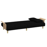 2-Seater Sofa Bed with Pillows and Footstool Black Velvet - 45-Degree Angle