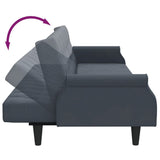 2-Seater Sofa Bed with Pillows and Footstool Dark Grey Velvet - Rear View