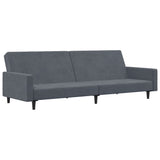 2-Seater Sofa Bed with Footstool Dark Grey Velvet - Top-Down View