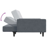 2-Seater Sofa Bed with Footstool Dark Grey Velvet