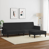 2-Seater Sofa Bed with Footstool Black Velvet