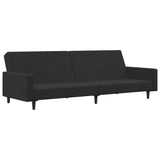 2-Seater Sofa Bed with Footstool Black Velvet