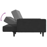 2-Seater Sofa Bed with Footstool Black Velvet - Rear View