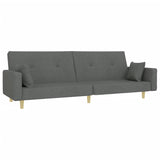 2-Seater Sofa Bed with Footstool Dark Grey Fabric - Top-Down View