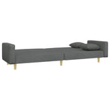 2-Seater Sofa Bed with Footstool Dark Grey Fabric - 45-Degree Angle