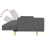 2-Seater Sofa Bed with Footstool Dark Grey Fabric - Rear View