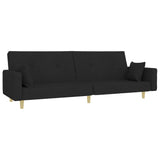 2-Seater Sofa Bed with Footstool Black Fabric