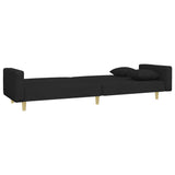 2-Seater Sofa Bed with Footstool Black Fabric - 45-Degree Angle