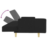 2-Seater Sofa Bed with Footstool Black Fabric - Rear View