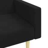2-Seater Sofa Bed with Footstool Black Fabric