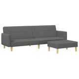 2-Seater Sofa Bed with Footstool Dark Grey Fabric - Front View