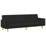 2-Seater Sofa Bed with Footstool Black Fabric - Top-Down View