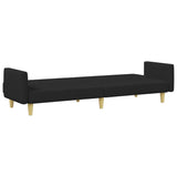 2-Seater Sofa Bed with Footstool Black Fabric - 45-Degree Angle