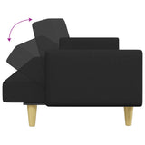 2-Seater Sofa Bed with Footstool Black Fabric - Rear View