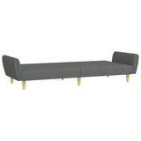 2-Seater Sofa Bed with Footstool Dark Grey Fabric - 45-Degree Angle