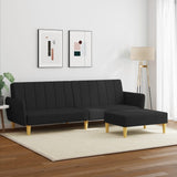 2-Seater Sofa Bed with Footstool Black Fabric - Side View