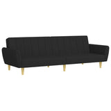 2-Seater Sofa Bed with Footstool Black Fabric