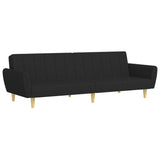 2-Seater Sofa Bed with Footstool Black Fabric - Top-Down View