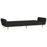 2-Seater Sofa Bed with Footstool Black Fabric - 45-Degree Angle