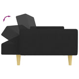2-Seater Sofa Bed with Footstool Black Fabric - Rear View