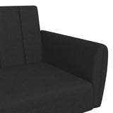 2-Seater Sofa Bed with Footstool Black Fabric - Extra Image