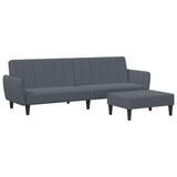 2-Seater Sofa Bed with Footstool Dark Grey Velvet - Front View
