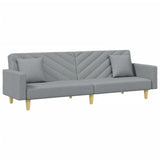 2-Seater Sofa Bed with Pillows and Footstool Light Grey Fabric - Top-Down View