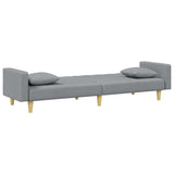 2-Seater Sofa Bed with Pillows and Footstool Light Grey Fabric - 45-Degree Angle
