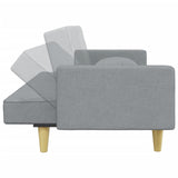 2-Seater Sofa Bed with Pillows and Footstool Light Grey Fabric - Rear View
