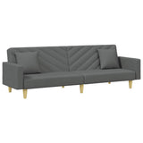 2-Seater Sofa Bed with Pillows and Footstool Dark Grey Fabric - Top-Down View