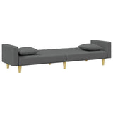 2-Seater Sofa Bed with Pillows and Footstool Dark Grey Fabric