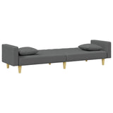 2-Seater Sofa Bed with Pillows and Footstool Dark Grey Fabric - 45-Degree Angle