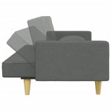 2-Seater Sofa Bed with Pillows and Footstool Dark Grey Fabric - Rear View