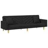 2-Seater Sofa Bed with Pillows and Footstool Black Fabric - Top-Down View
