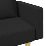 2-Seater Sofa Bed with Pillows and Footstool Black Fabric - Extra Image